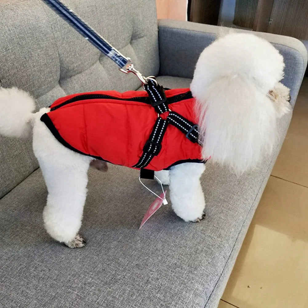 Abrigo para perro a prueba de viento para clima frío, chaqueta de invierno para exteriores para mascotas con anillo para correa, ropa cómoda de algodón, chaleco impermeable para perros grandes