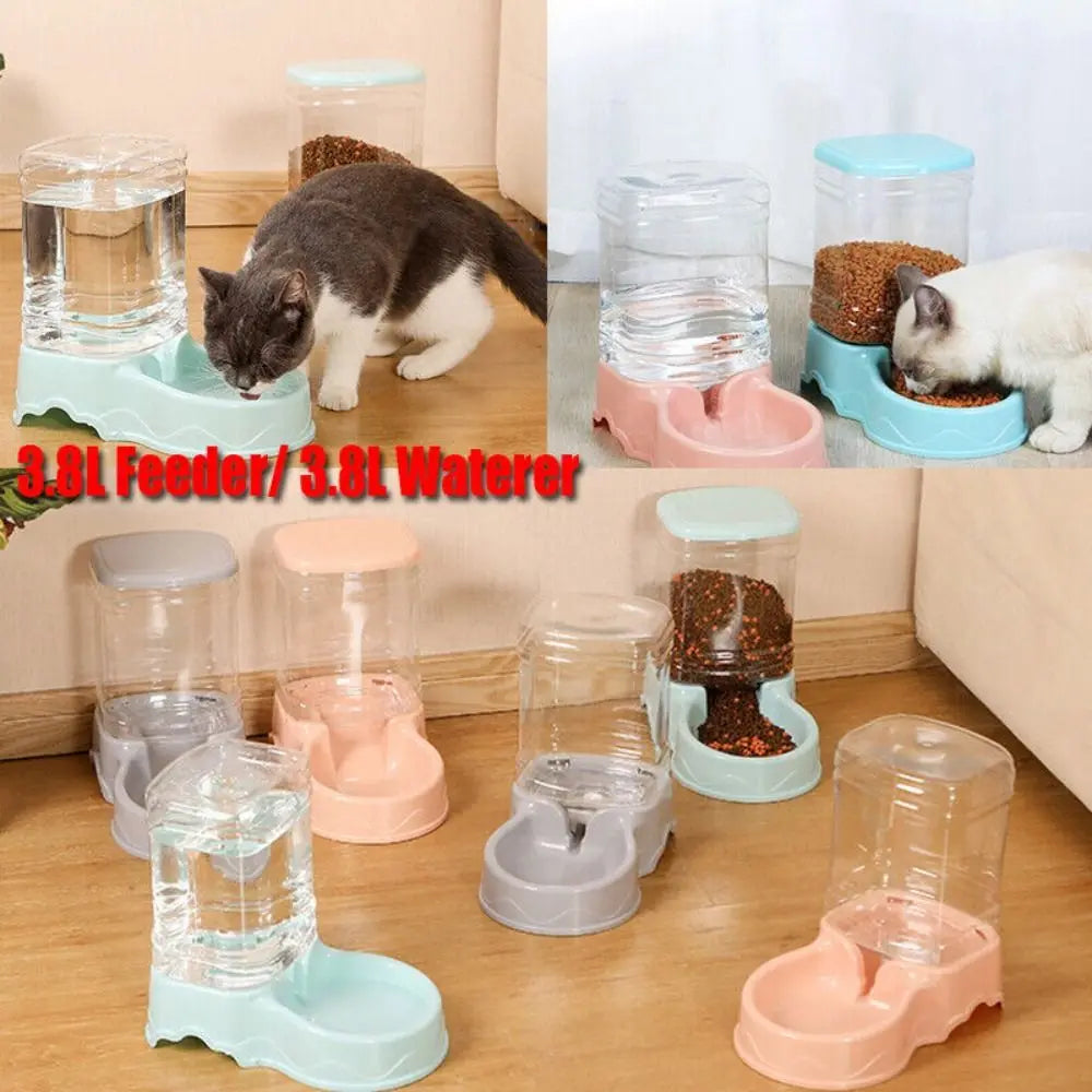 3.8L Automatic Pet Feeder Large Capacity Cat Dog Food Dispenser For Pet Water Drinking,Feeding,Corner Food Dispenser Water Bowl