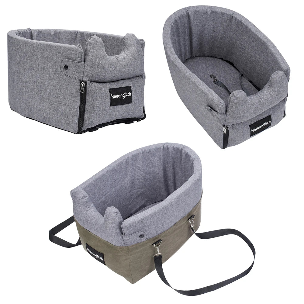 Portable Dog Car Seat Central Control Nonslip Pet Carriers Safe Armrest Box Booster Kennel Tote Cage For Puppy Dog Cat Travel Bag