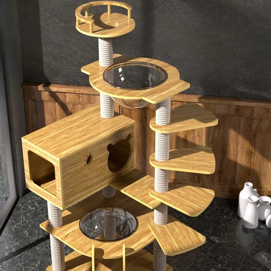 Tree Tower for Large Cats, Cat House, Indoor with Scratcher, Wall Mounts Cave, Couch Pet, Window Hammock, Toys