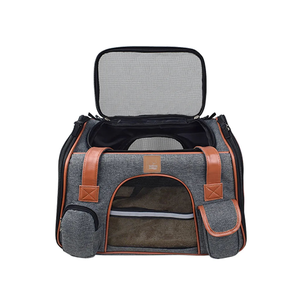 Bolsa transportadora para perros, mochila lateral suave, transportadores para mascotas y gatos, bolsas de viaje para perros, transporte aprobado por aerolínea para perros pequeños y gatos salientes