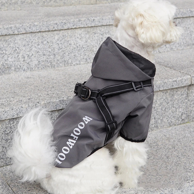 Chubasquero para perros con arnés, chaqueta impermeable con forro de malla transpirable para perros pequeños, ropa reflectante con capucha para cachorros, Chihuahua