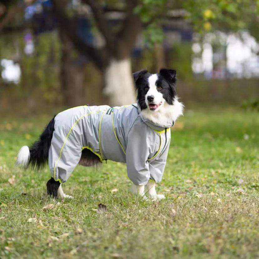 Chubasquero para perros grandes, suave, transpirable, a prueba de nieve, resistente al viento, chaqueta de lluvia para mascotas, abrigo impermeable de seguridad para perros al aire libre con patas