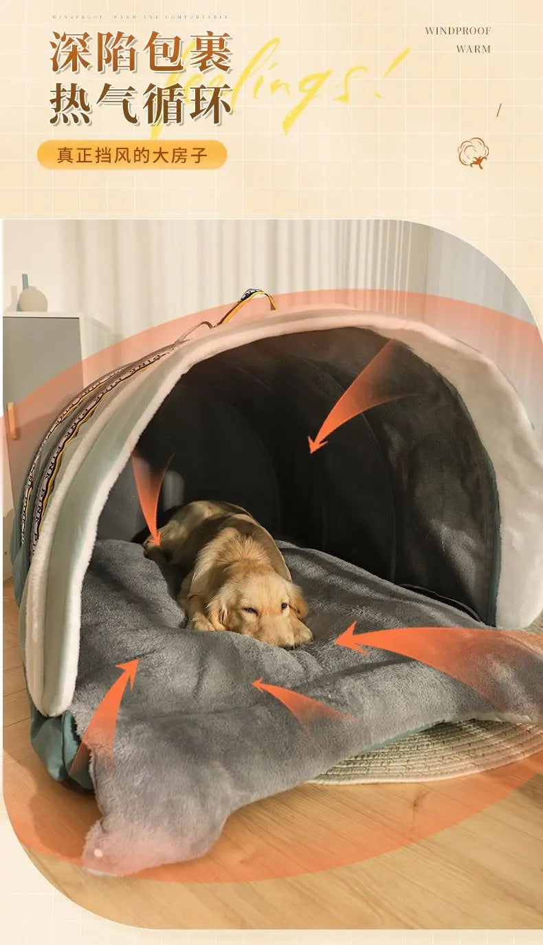 Couverture supérieure de toit de lit pour chien, Extension de grande taille, matelas amovible, Jumbo pliable, nid d'entrée, dôme, Perros d'intérieur pour chien