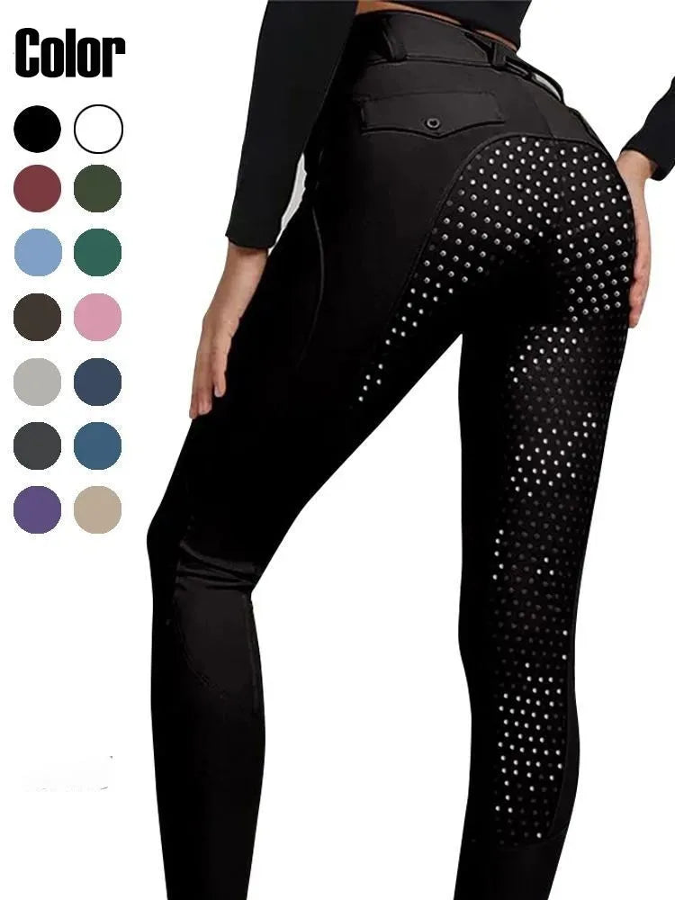 Women Horse Riding Pants Full Seat Silicone Equestrian Breeches Anti-pilling Sport Horse Riding Tights Woman Riding Pant Clothes