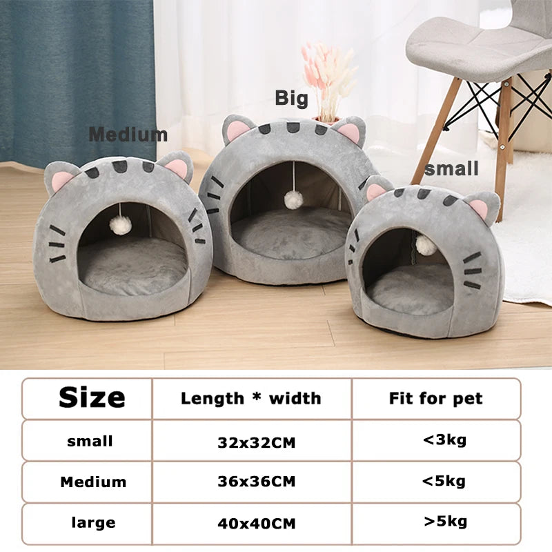 Super Cat Bed Warm Pet House Kitten Cave Cushion Cat House Warm Sleeping Dog Basket Tent Small Dog Mat Supplies Bed For Cats