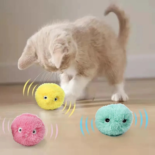 Balle Interactive intelligente pour chat, jouet en peluche électrique, herbe-aux-chats, jouet d'entraînement, chaton, son tactile, produit pour animaux de compagnie, jouet à couiner