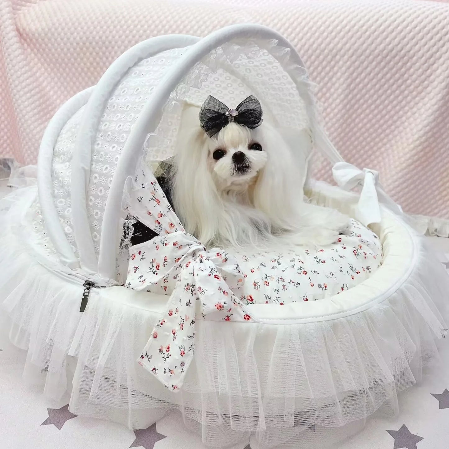 Fluffy Princess Luxury Winter Warm Deluxe Dog Cat Pet Cradle Bed Sofa with Fleece Plush Velvet Items Couch Cushion