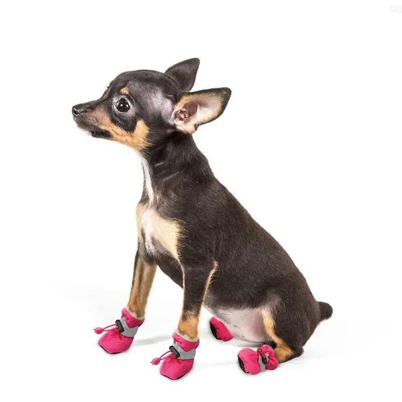 4pcs/set Waterproof Pet Dog Shoes Chihuahua Anti-slip Rain Boots Footwear For Small Cats Dogs Puppy Dog Pet Booties Clothes