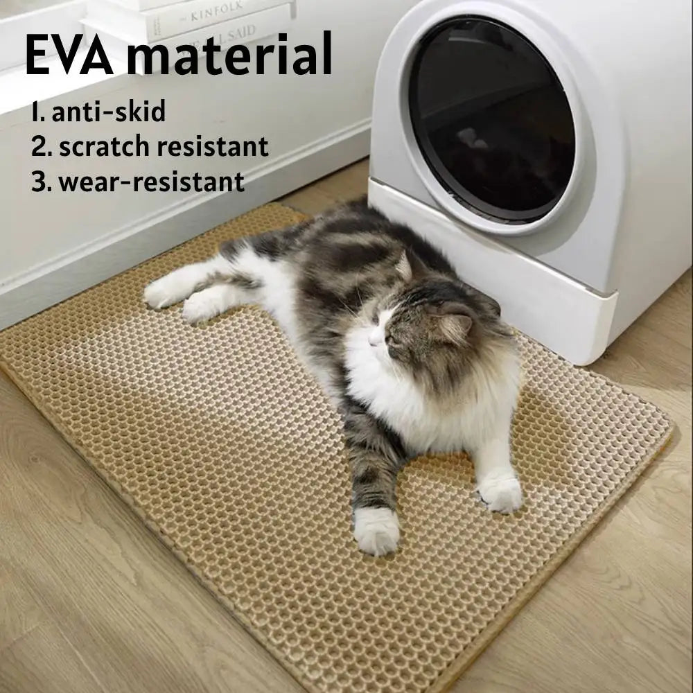 Grand tapis de litière EVA Double couche pour chat, imperméable et antidérapant, filtre de bassin de sable, lavable pour chaton et chien, accessoires pour animaux de compagnie faciles à nettoyer