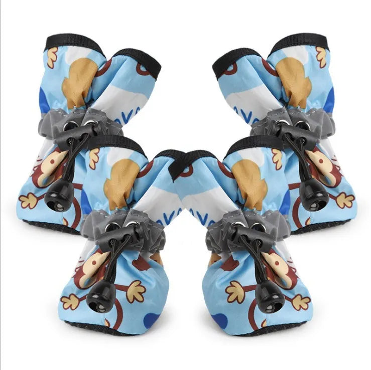 4pcs/set Waterproof Pet Dog Shoes Chihuahua Anti-slip Rain Boots Footwear For Small Cats Dogs Puppy Dog Pet Booties Clothes