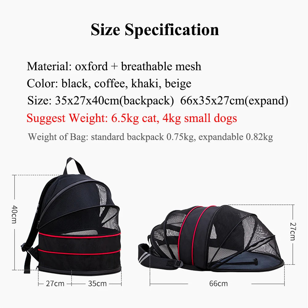 Sac à dos pour animal de compagnie, respirant, extensible, de grande capacité, pour évasion, pratique, voyage en plein air, pliable