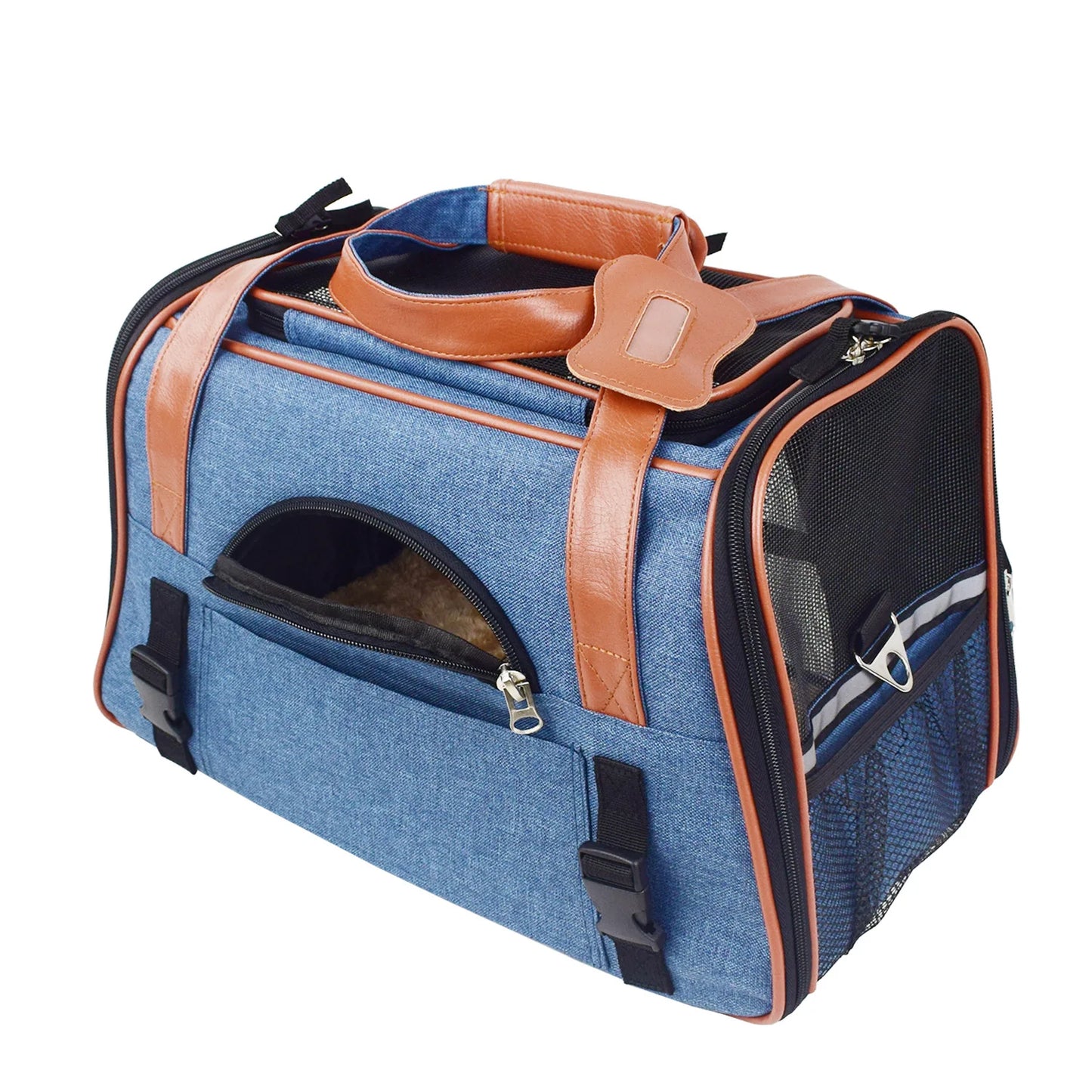 Bolsa transportadora para perros, mochila lateral suave, transportadores para mascotas y gatos, bolsas de viaje para perros, transporte aprobado por aerolínea para perros pequeños y gatos salientes