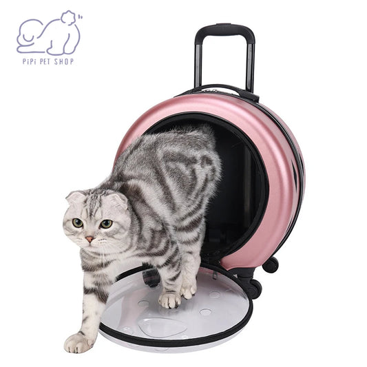 Maleta con ruedas para perros y gatos, equipaje con ruedas, Maleta transparente, mochila transportadora para Gato transpirable, cochecito para mascotas