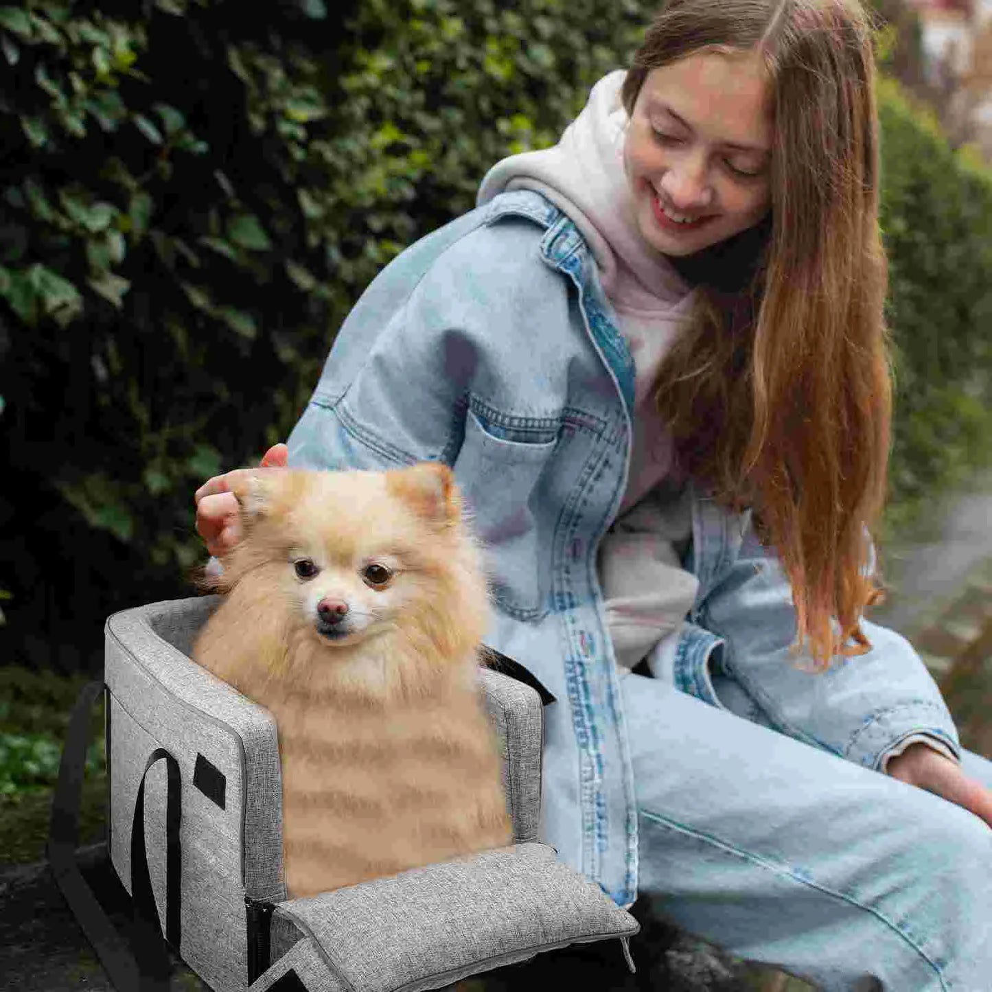 Car Pet Bed Dog Car Seat Pet Dog Car Seat With Handle Cloth Pet Car Booster Seat For Armrest Center Console Travel Stroller