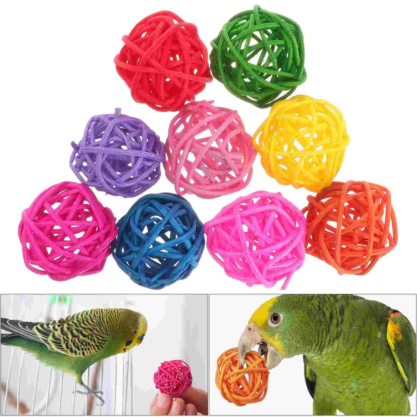 50PCS Rattan Balls Decorative Wicker Balls Parrot Chewing Vase Fillers For Bird Toys Prop Props Wedding Home Decor ( Random )