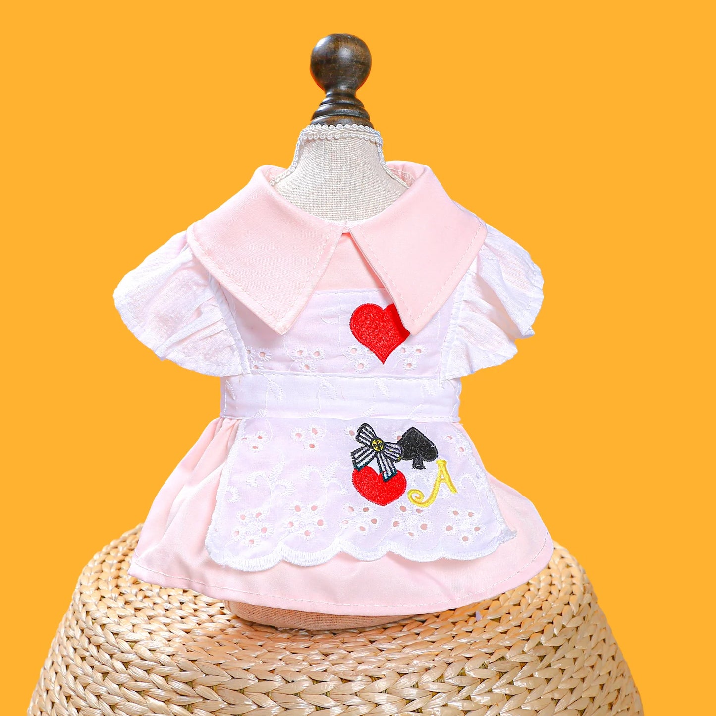 1PC Pet Apparel Dog Spring and Autumn Alice Pink Servant Dress Bubble Sleeve Princess Dress For Small Medium Dogs