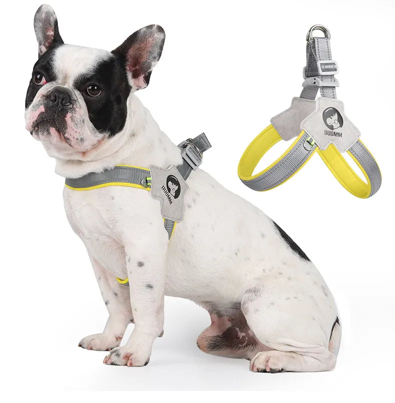 Arnés para perros Arnés para mascotas ajustable Chaleco para perros pequeños y grandes Gatos Malla reflectante Correa para el pecho para perros Bulldog francés Accesorios de entrenamiento para caminar