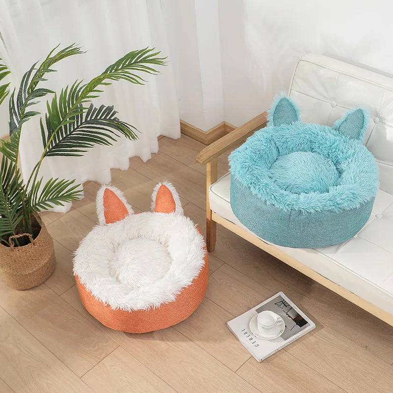 Calming Cat Bed Soft Round Dog Beds Anti-Anxiety Donut Cuddler House Warming Cozy Fluffy Plush Fleece Portable