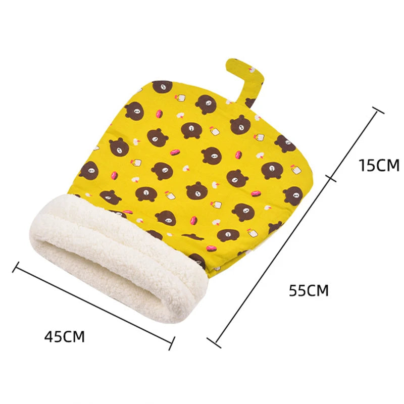 Sac de couchage chaud d'hiver pour chat, sensation moelleuse, épaisse, Type de poche pour animaux de compagnie, couette, chaton, chiot, nid doux et confortable, fournitures pour animaux de compagnie