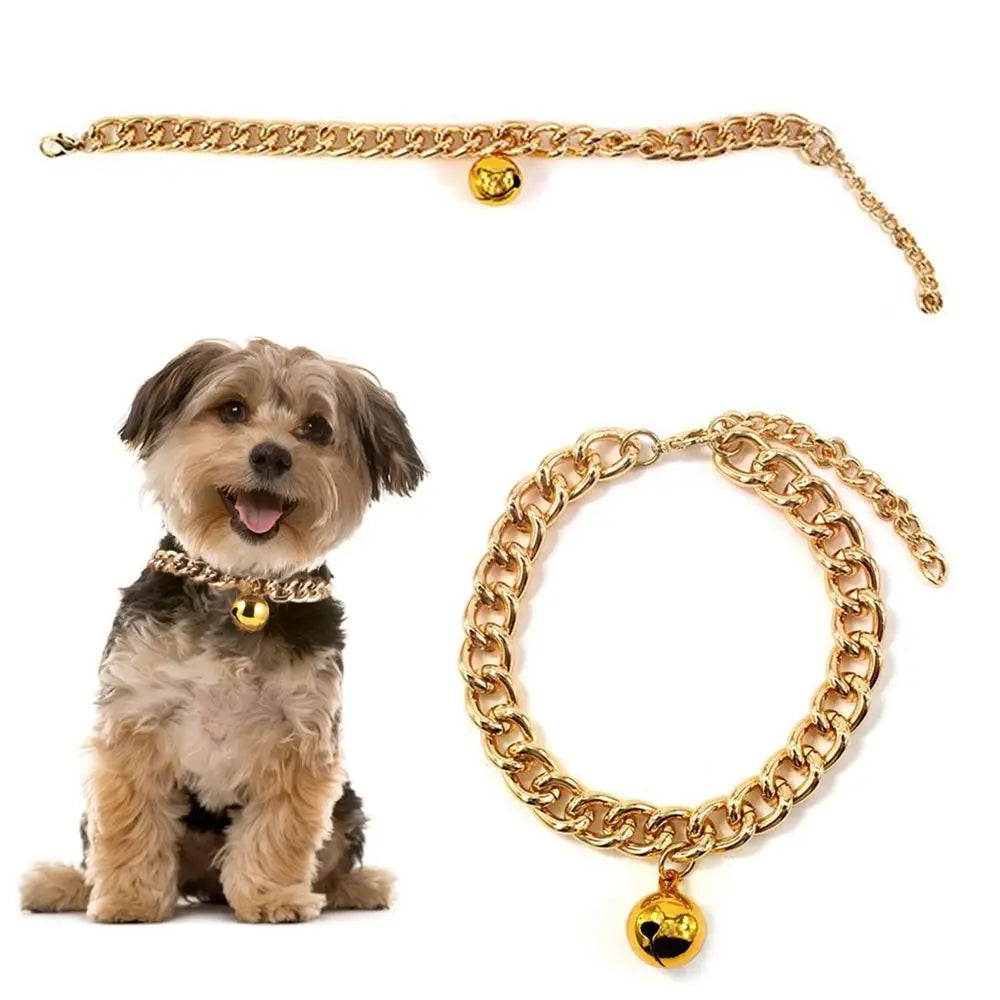 Premium no se desvanece con campana perro pequeño para bulldog francés accesorios para mascotas cadena de oro para perros cadena para mascotas collar para perros collar para gatos estilo de moda