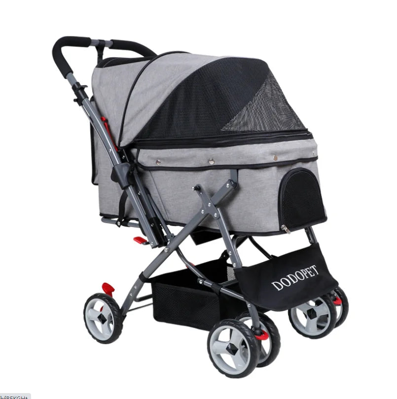 25kg grandes roues luxe facile à plier à une main voyage poussette pour animaux de compagnie chariot pliant transporteur