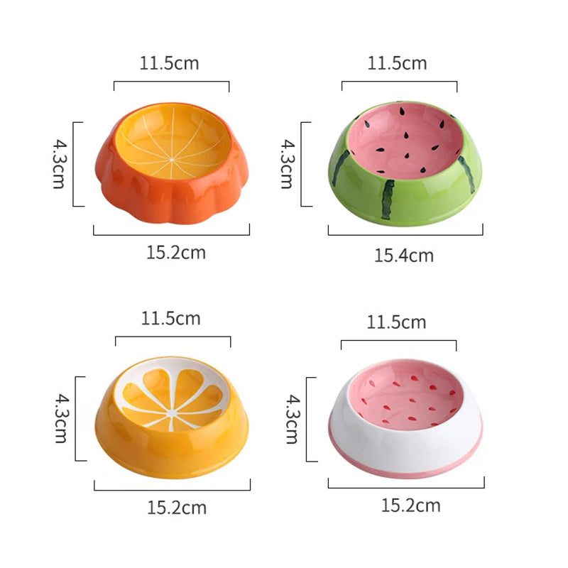 Cuenco de cerámica para gatos de 150ml con forma de fruta, comederos de agua para comida de tamaño pequeño para mascotas, suministros para beber y comer para perros y cachorros