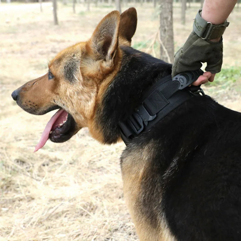 Collar táctico militar para perro grande con asa, nailon reflectante K9, hebilla de Metal ancha, collares de entrenamiento para perros grandes, accesorios para mascotas