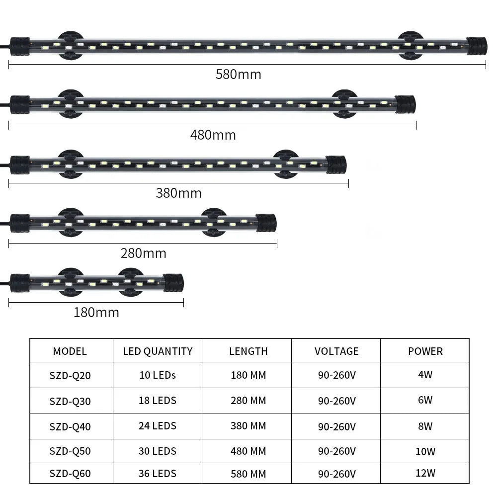 90-260V lumière LED d'aquarium étanche Aquarium pince lumière sous-marine décor éclairage lampe Submersible plante grandir lampe 18-58 CM