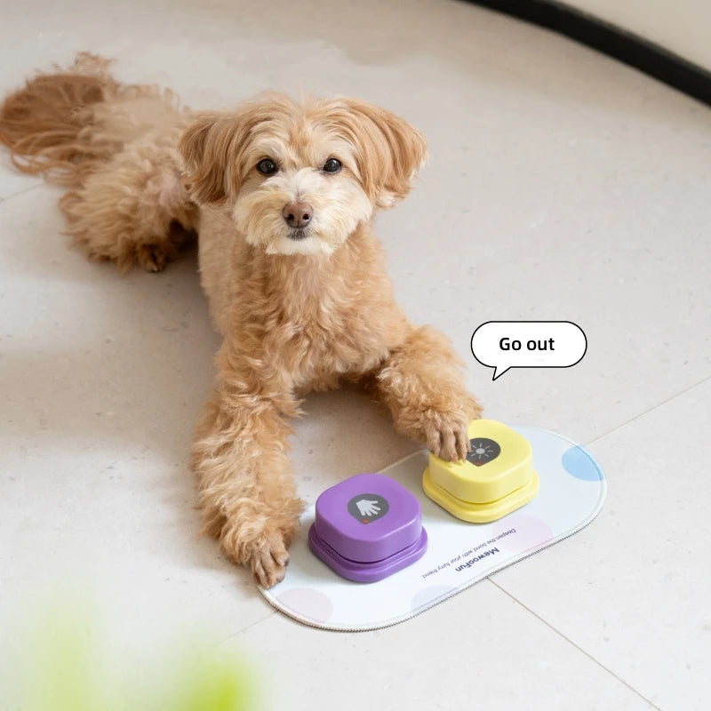 Mewoofun-Botón de grabación de voz para mascotas, juguetes para perros, botones para comunicación, entrenamiento de mascotas, botón de conversación grabable con alfombrilla