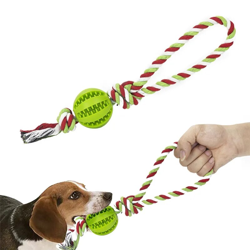 Juguetes para perros, bolas interactivas de cuerda de cáñamo, bolas de goma con fugas para perros pequeños, juguetes resistentes a mordeduras, Limpieza de dientes para mascotas