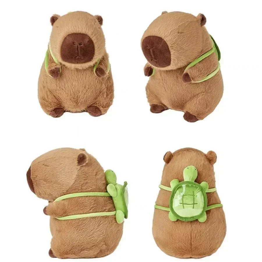 Capybara peluche avec sac à dos tortue Simulation Capibara Anime poupée moelleuse mignon animaux en peluche poupée cadeau de noël jouets pour enfants