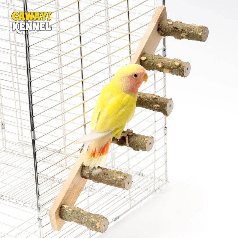 Escalera de madera de 4/6 escalones para mascotas, juguete interactivo para pájaros y loros, escalera para jaula de hámster, divertido palo de molienda, escalada, accesorios para pájaros de juguete