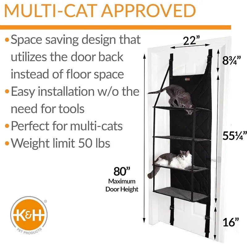 PRODUCTOS PARA MASCOTAS Árbol para gatos colgante - Escalador montado en la puerta Muebles para percha de pared para gatos Hamaca para gatos para accesorios de interior