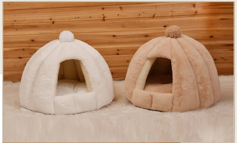 Lit chaud et confortable pour chat, lit d'hiver pour chats, maison pour chien, canapé pour animaux de compagnie, petit tapis confortable, grotte profonde, nid d'intérieur pour animaux de compagnie