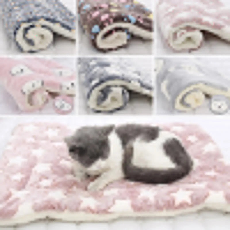 Pet Sleeping Mat Cat Bed Dog Bed Thickened Pet Soft Wool Mat Blanket Mmattress Household Portable Washable Warm Carpet