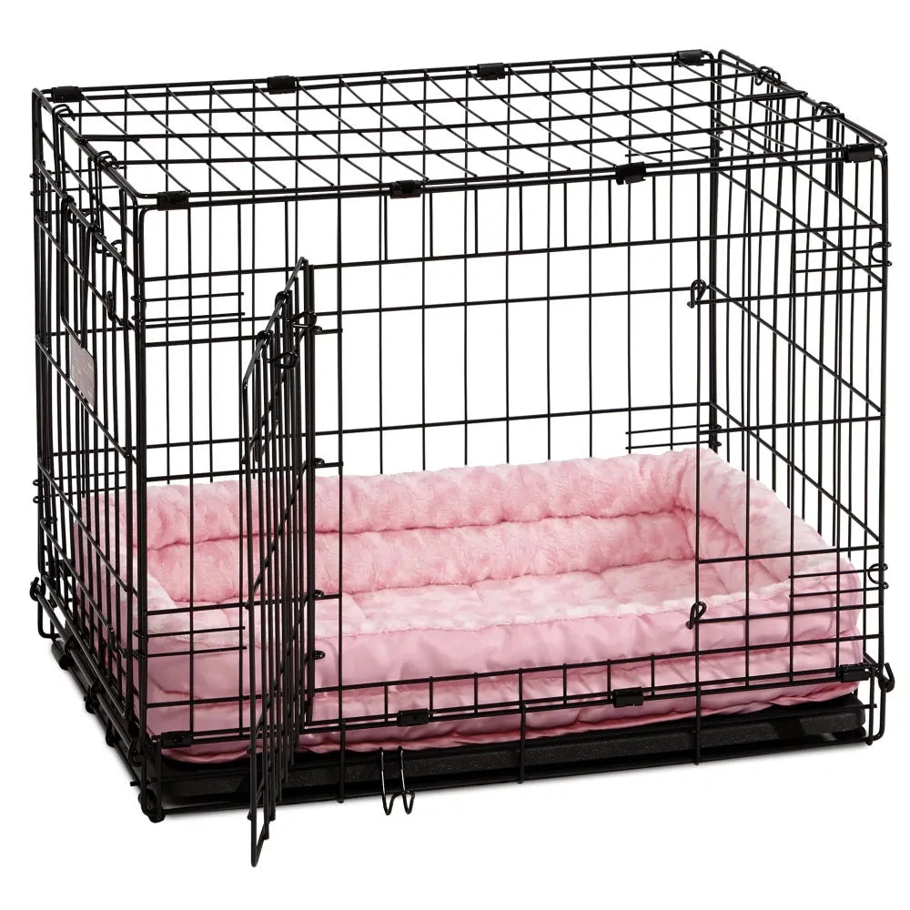 Double Bolster Dog Bed & Crate Mat Pink Free Delivery Kennel for Indoor Dogs Pet Accessories Supplies Sleeping Products Home