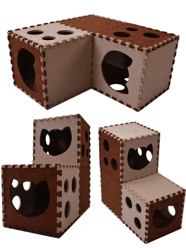 15 Color Cat Nests Tunnel Double Layer Wool Felt Luxury Villa For Pet Cat Dog Pussycat Safe House Casual Comfortable Interactive