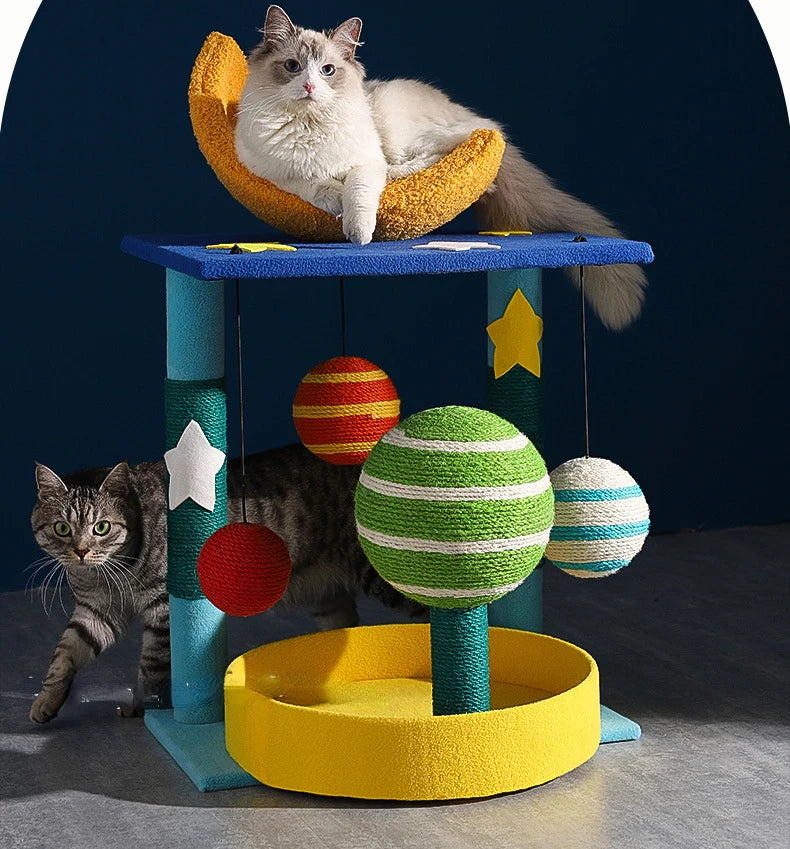 Creative Planet Trepador para Gatos, Árbol para Gatos Pequeño, Tabla Rascadora para Mascotas de Sisal Integrada, Rascadores de Torre para Mascotas, Cama de Juguete con Nido para Parque Infantil