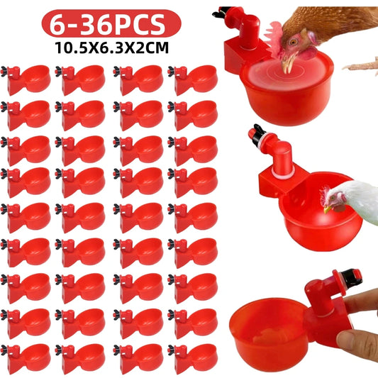 Gobelet à boire automatique en plastique pour poulet et canard, 6 à 36 pièces, mangeoire pour poulet, pour ferme de volaille, gobelets d'eau, Installation facile