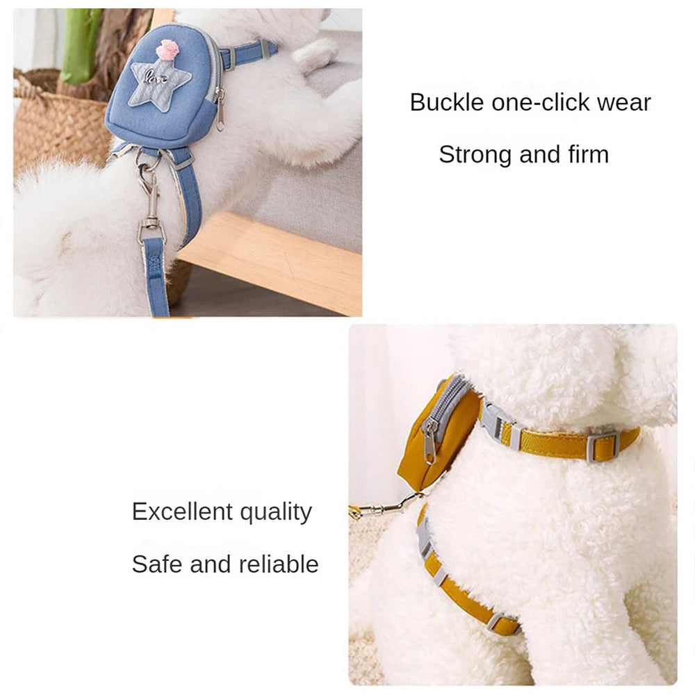 1PCS Adjustable Chest Strap For Dogs Cat Snack Collar Fashion Style Portable Pet Outdoor Walking Harness With Leashes Pet Accessories