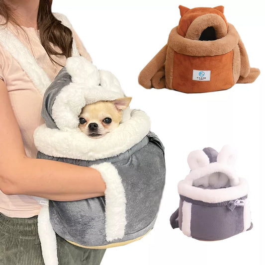 Sac de transport pour animaux de compagnie, petit chat, chien, sac à dos d'hiver chaud et doux en peluche, Cage pour animaux de compagnie, marche en plein air, voyage, chaton, sac de poitrine suspendu