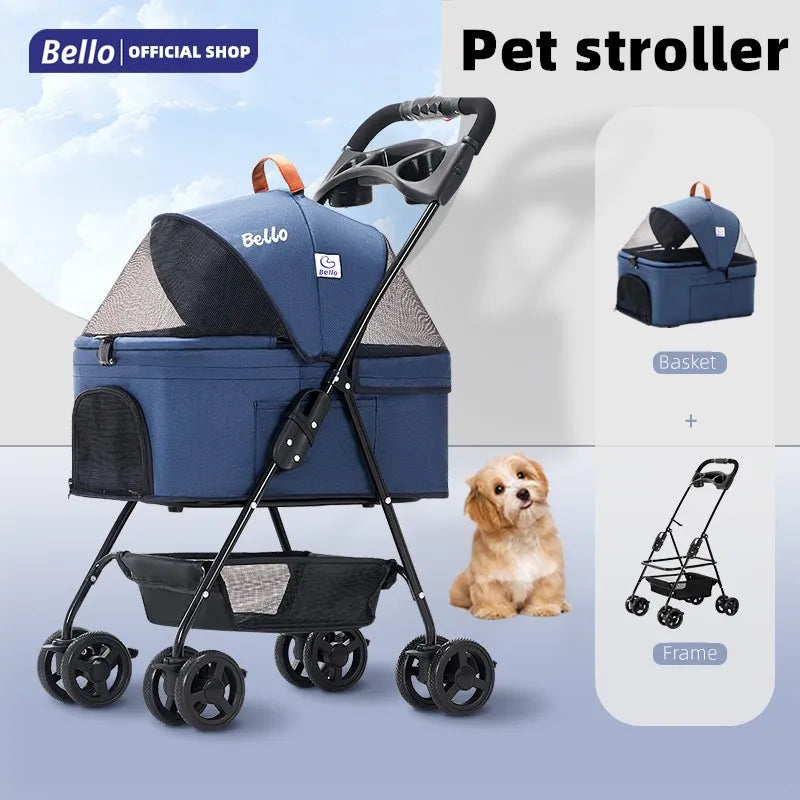 Bello-cochecito para cachorros, carrito Universal de 4 ruedas, transportador para gatos, carrito para perros, bolsa de transporte para gatos, carrito, 강아지 유모차