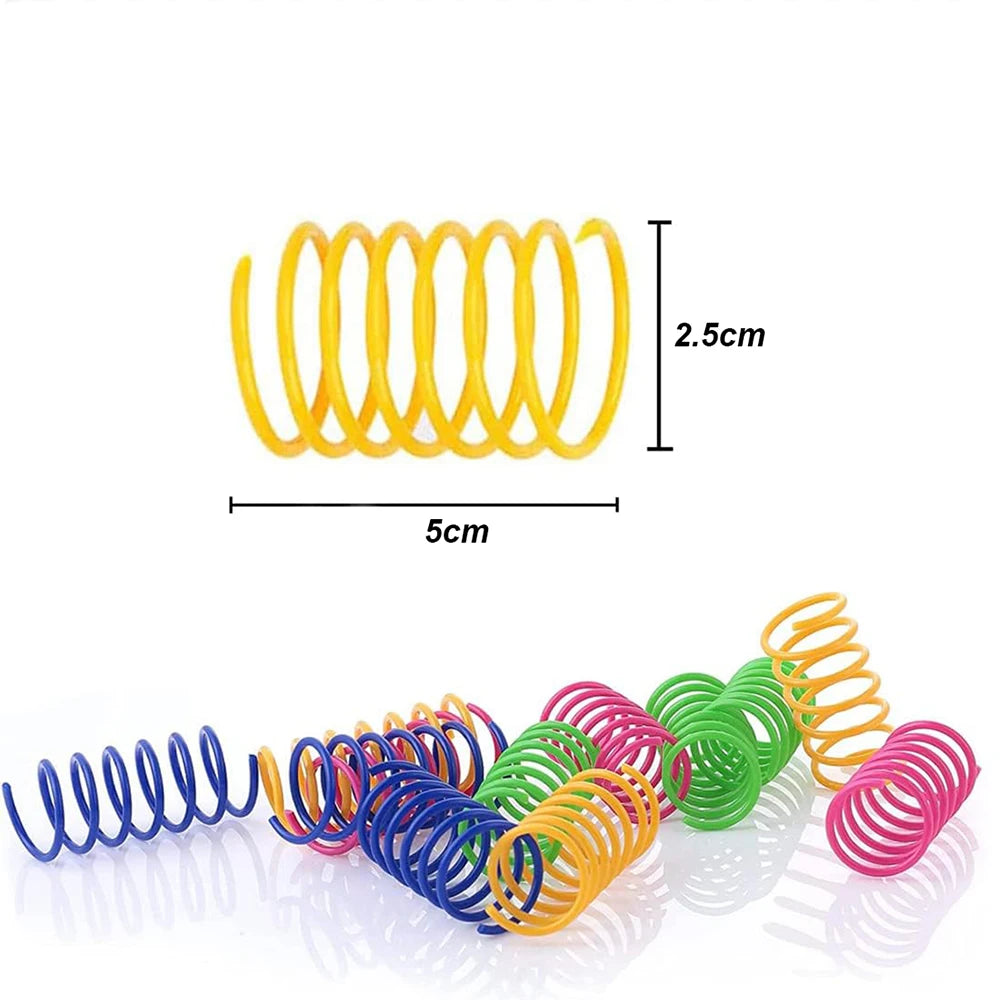 Cat Spring Toy Cat Kittens Toys Plastic Coil Spiral Springs for Swatting Biting Hunting and Active Healthy Play Pet Products