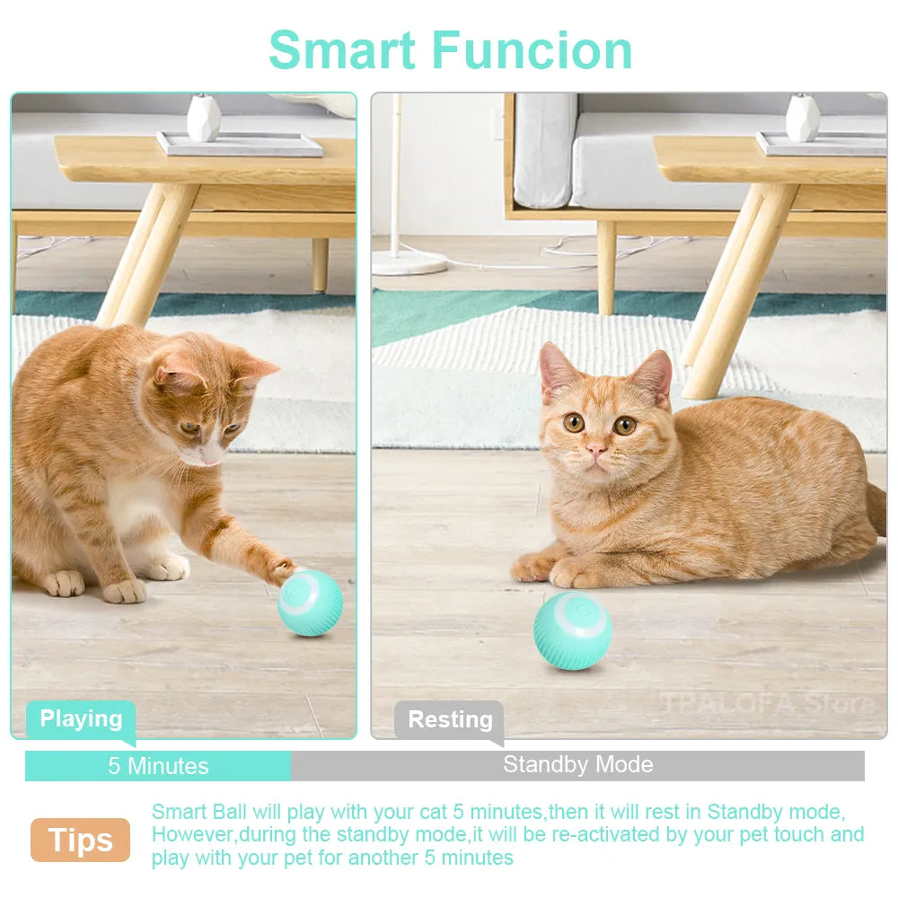 Juguete de Gato elegante para mascotas, pelota eléctrica de rebote automático para gatos, juguetes interactivos de silicona para gatos, juguetes para gatitos con movimiento automático para jugar en interiores