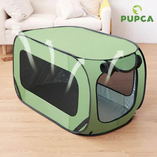 Jaula para perros al aire libre, transportador de maletero de coche plegable portátil para mascotas, tienda de transporte transpirable para gatos, bolsa para casa de perro para acampar y viajar para cachorros