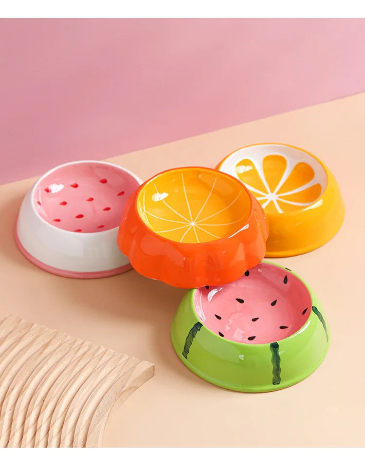 150ml Cat Ceramic Bowl Fruit Shape Pet Small Size Food Water Feeders Puppy Dog Drinking Eating Supplies