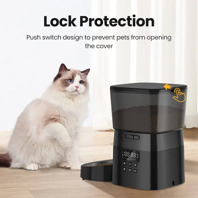 ROJECO-alimentador automático para mascotas, versión con botón, dispensador automático de alimentos para gatos, accesorios, Control inteligente, alimentador para mascotas, gatos, perros, comida seca