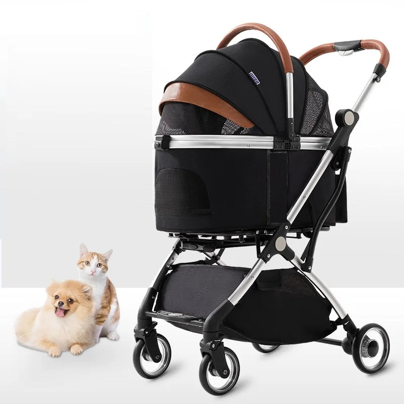 Poussette pour animaux de compagnie en aluminium pour Corgi Teddy chat chariot portant 15kg poussettes pour chiens pliable transporteur pour animaux de compagnie de haute qualité nouveau