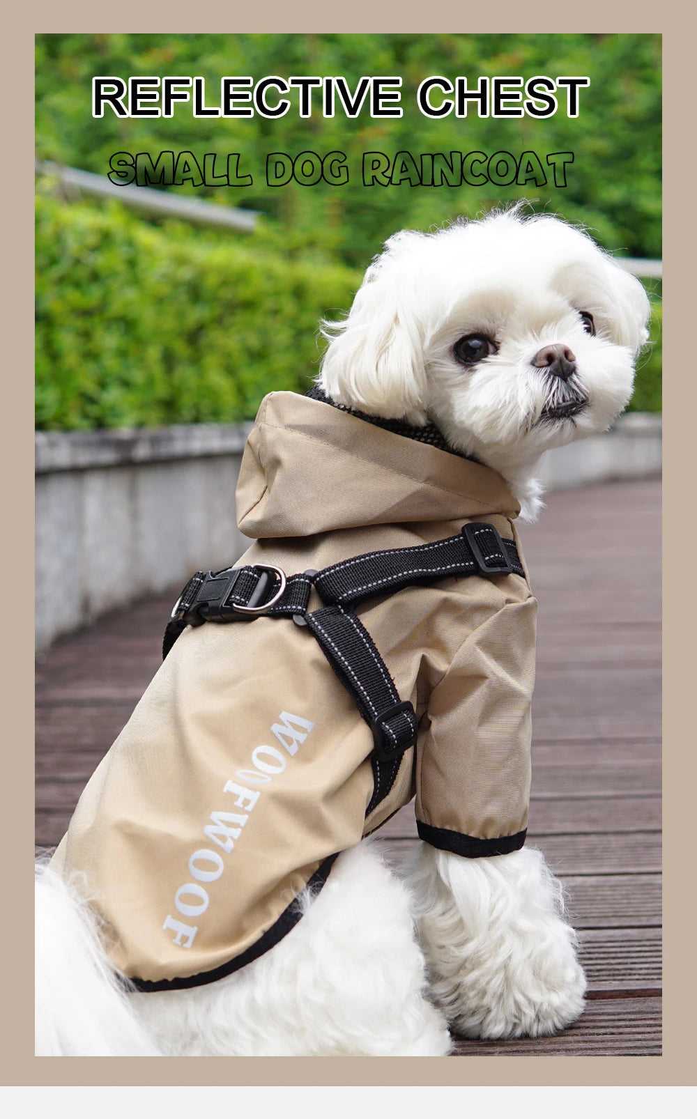 Chubasquero para perros con arnés, chaqueta impermeable con forro de malla transpirable para perros pequeños, ropa reflectante con capucha para cachorros, Chihuahua